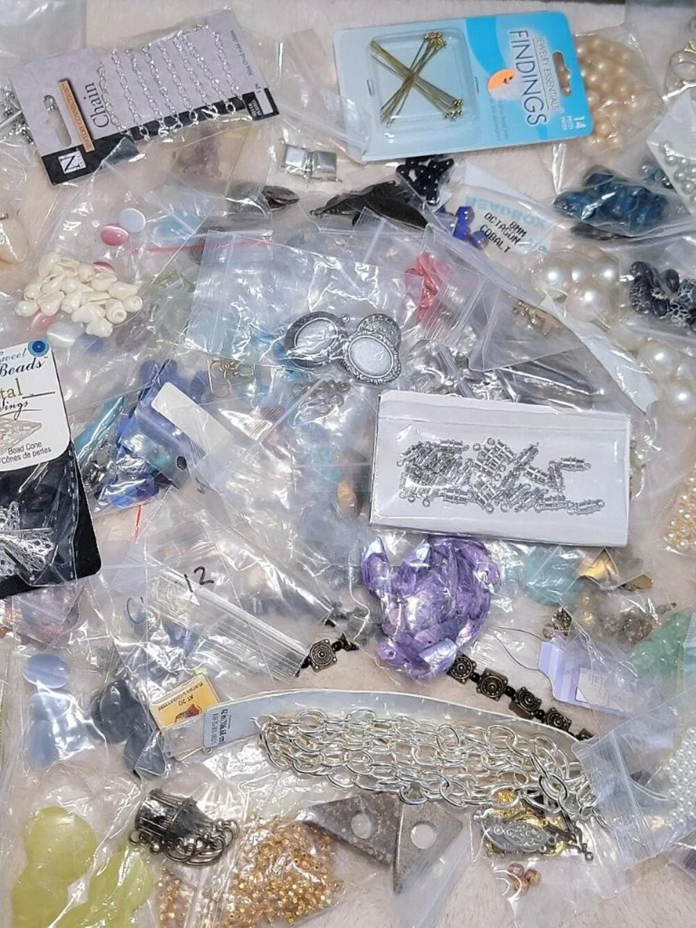 HUGE 4.5lb Destash Lot Jewelry Making Beads Findings Cabachons Various Mats #K